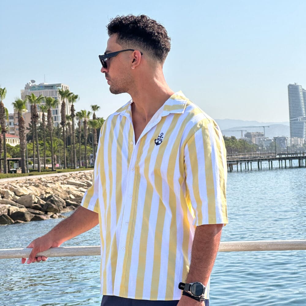 ''Since 1930'' Vertical stripe shirt